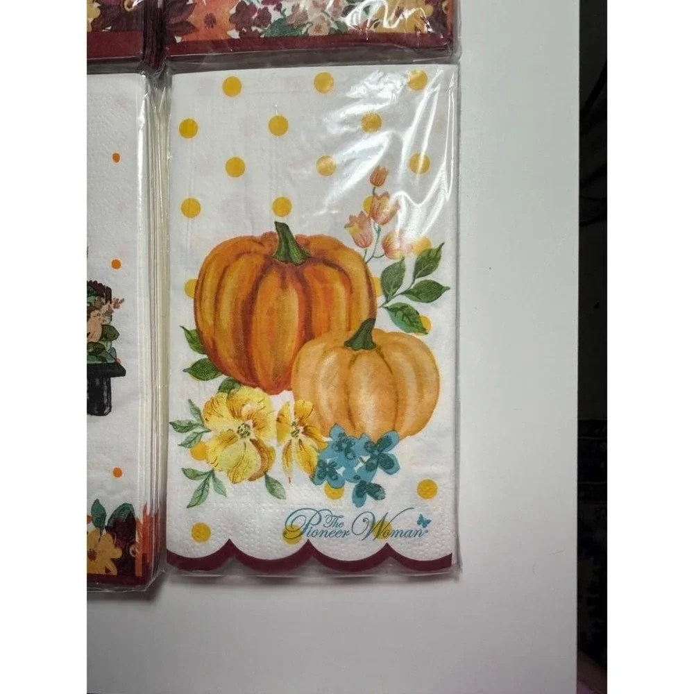 Pioneer Woman Pumpkin Dot Truck Paper Napkins (12)-24 Count Fall Autumn Harvest